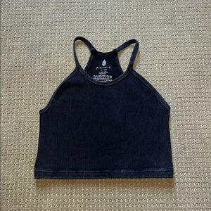 FREE PEOPLE Black Ribbed Halter Top